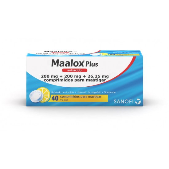 Maalox Plus 200 Mg + 200 Mg + 26.5 Mg 40 Comp. Para Mastigar