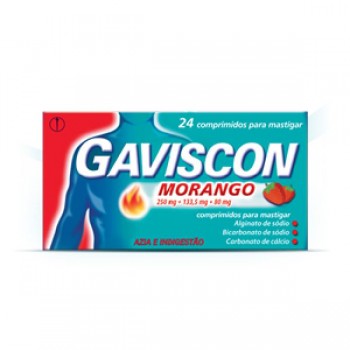 Gaviscon Morango 250 Mg + 133.5 Mg + 80 Mg 24 Comp. Para Mas