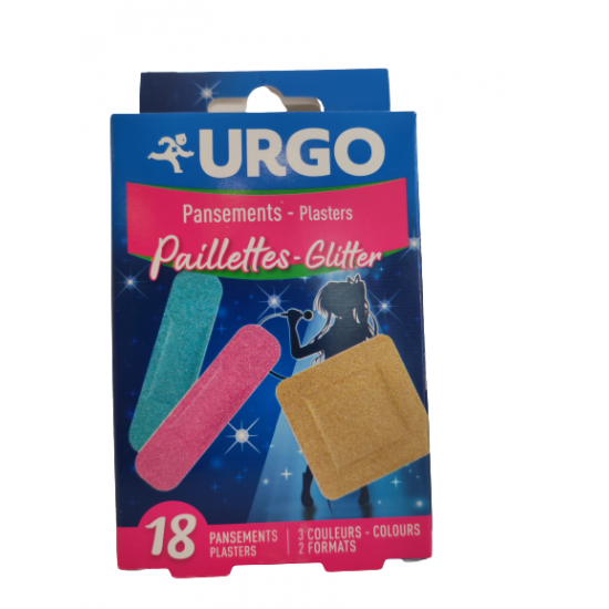 URGO GLITTER PENSO 3 CORES 2 TAM X18 CAIXA 18UNIDADE(S) 3 CORES E 2 TAMANHOS